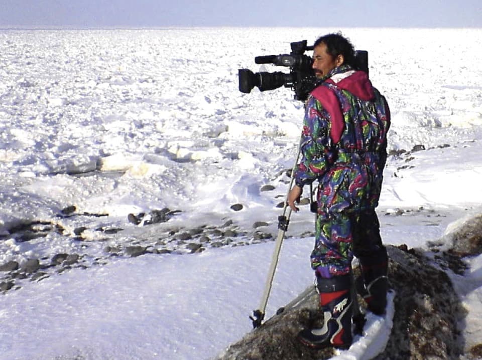 Filming of drifting ice in Abashiri