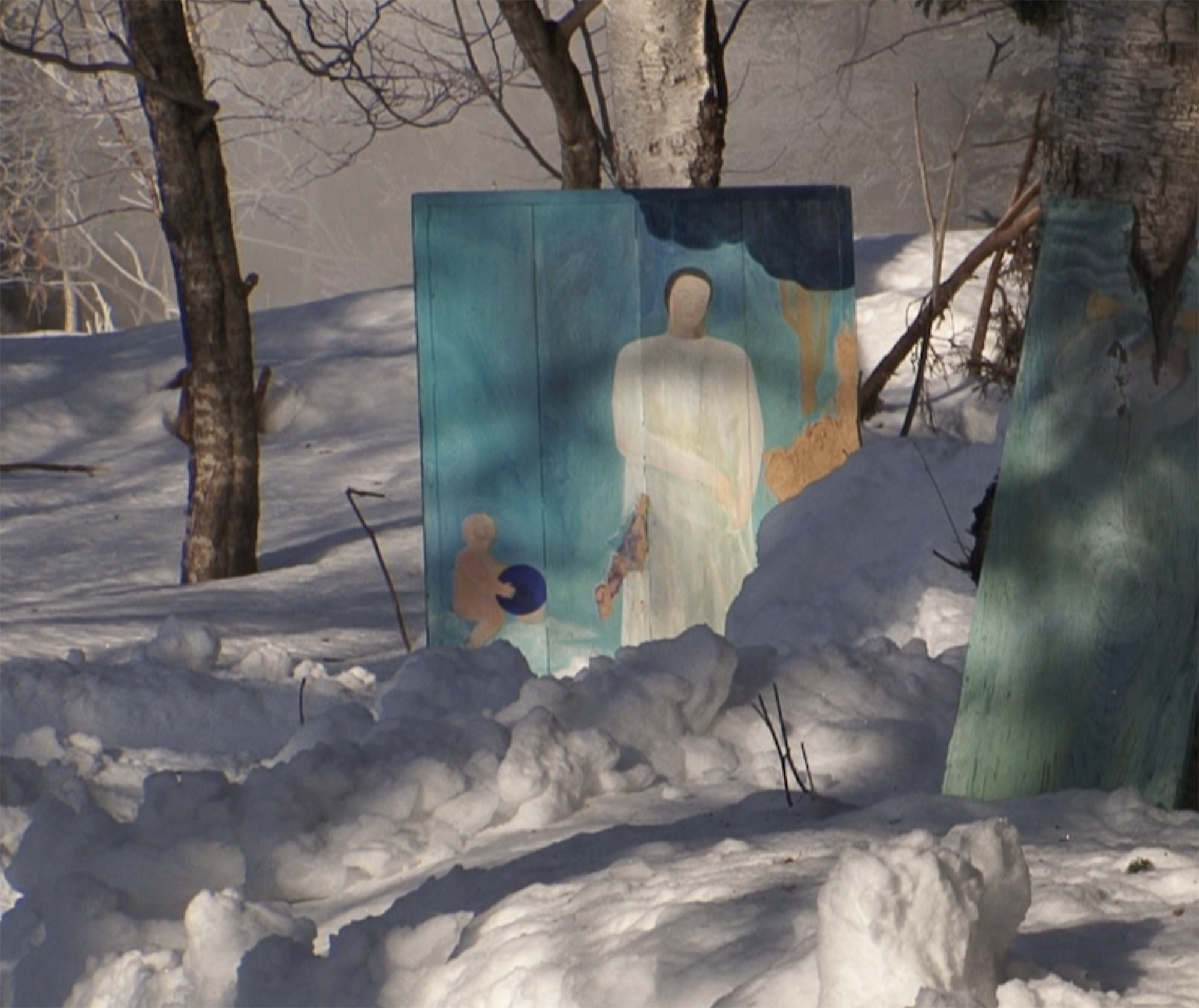 雪の中の作品群